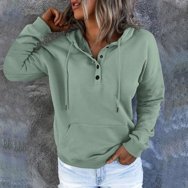 Dame Casual Hoodie Fashion Snøring Lang Ermet Genser Løs Allsidig Genser Topp Mint Grønn XXL