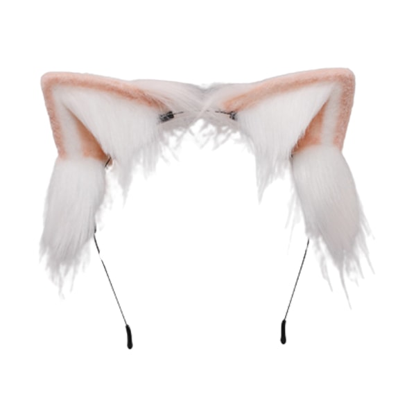 Realistiskt Fox Ear Pannband För Kostymfester Rosa Och Vit