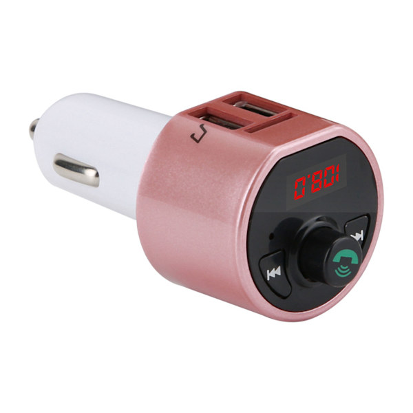 Car Wireless Bluetooth Audio Transmitter FM Radio Adapter Dual USB Charger MP3 Player (Pink)