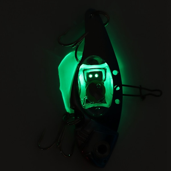 Underwater LED-lampa Metallhårdbete 3D Fisk Fiske Konstgjort Bete Treblekrok (blå)