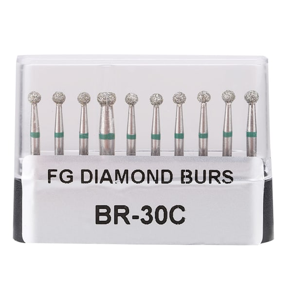 10pcs Dentistry Stainless Steel 1.6mm Round Handle Dental Diamond Burs Drills