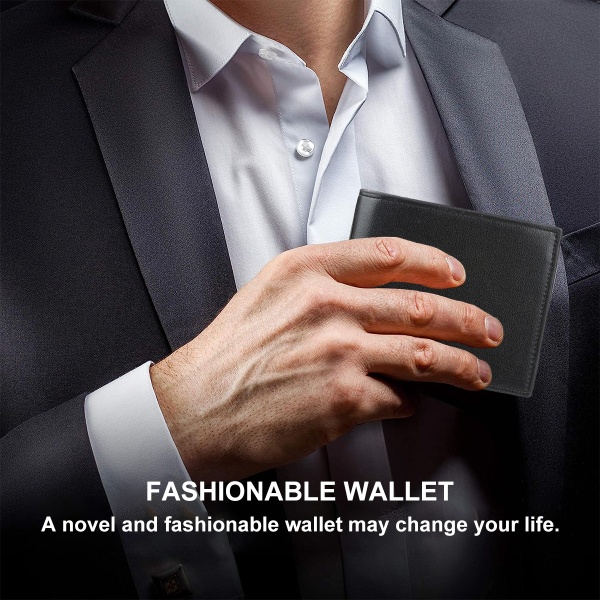 Bifold plånbok i läder för män - plånböcker med 11 kreditkort 1