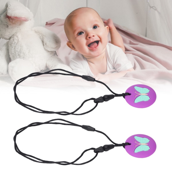 2st Sensoriskt tugghalsband Säkert silikon Obehagslindring Korrekt hårdhet Baby för toddler Lila