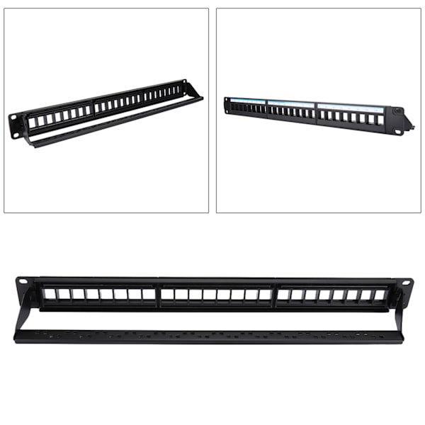 19 tommer 24-ports montabel data patch panel CAT6 netværkskabelsreol (moduler ikke inkluderet)