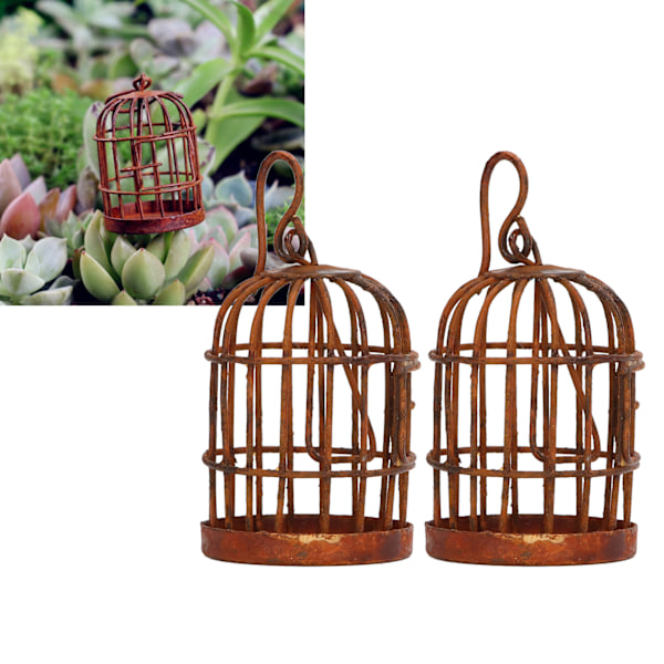 2pcs Dollhouse Iron Birdcage Rusty Simulation 1:12 Scale Metal Bird Cage for Dollhouse Accessories