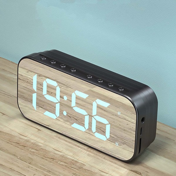 Bluetooth Speaker Alarm Clock Digital Clock with Bluetooth Speaker Mirror Digital Display Alarm Clock for Bedroom Office Black