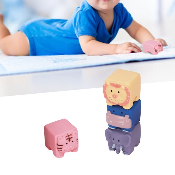 4pcs Lovely Soft Stacking Building Blocks Cute Animal Shape Soft Blocks Toys Educational Toys