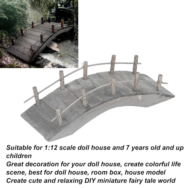 Miniatyr träbågsbro 1:12 Dockhus Bågbrygga Miniatyrlandskapsdekorationer med räcken
