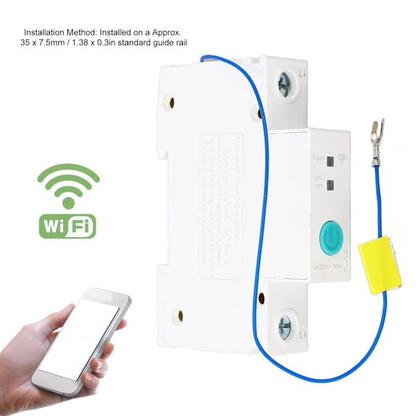 WIFI Afbryder 1P 230V DIN Skinne Smart Afbryder til Ewelink APP Hjem Butikker 63A