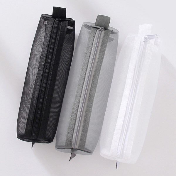 Mesh Pen Bag, ,Multifunktionellt genomskinligt case , 3-pack dragkedja