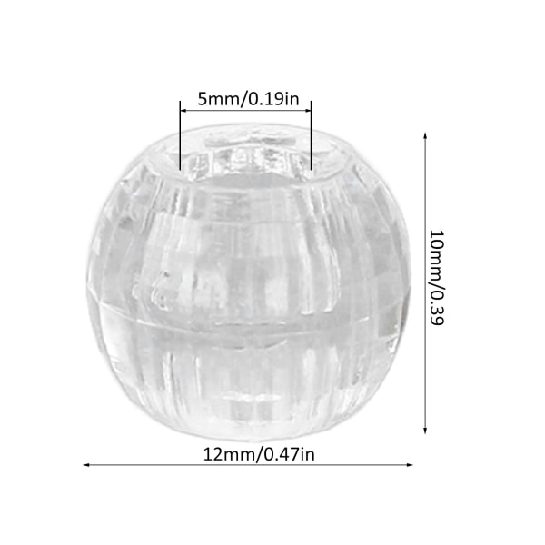100 st Hårflätningspärlor Plast Stort hålsektion 12mm Dreadlocks Hårflätningspärlor Transparent