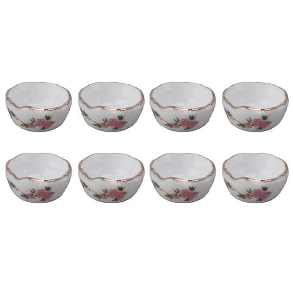 8Pcs Dollhouse Small Bowl Miniature Cearmic Plate Dish Bowl for 1/12 Dollhouse Decoration