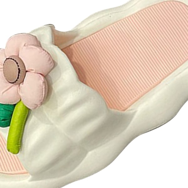 Pude Slippers til kvinder Super stille 3.0CM Bouncy såler Skridsikre badeslippers til sommer Hvid 38-39