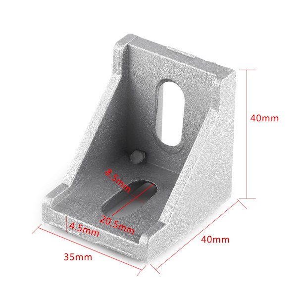 5 stk. Aluminium L-Formet Hjørnebeslag Højre Vinkelbeslag Fastgørelse 40x40mm