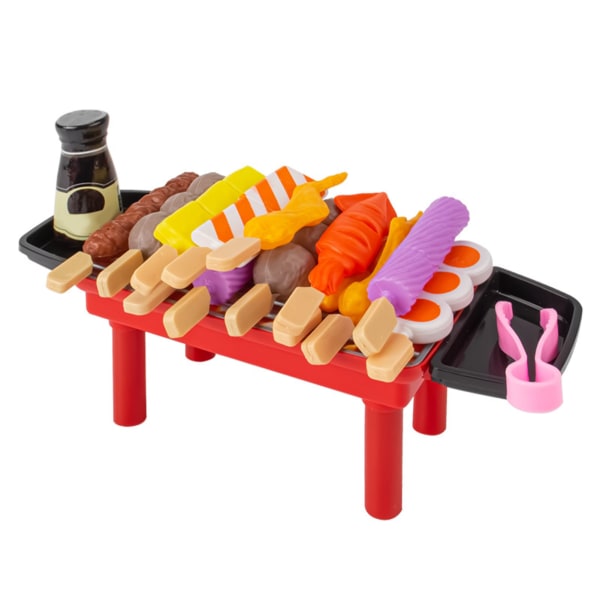 28pcs Kids Barbecue Grill Playset Clamp Tray Foods Simulation Kitchen Role Play BBQ Grill Toys