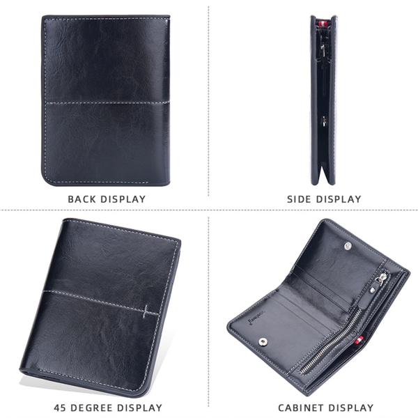Kort handväska för män retro multi-kort dragkedja pengar clip vertikal