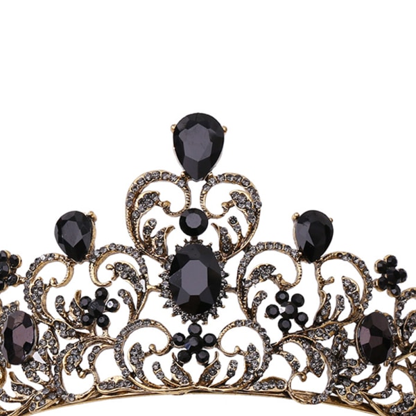 Elegant gotisk krona för tjejer - Vintage barock drottning tiara, svart