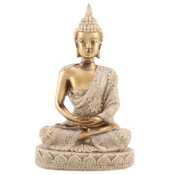 Mediterende Sittende Buddha Statue Skulptur Figur Håndverk for Hjemmedekorasjon Ornament (Gull)