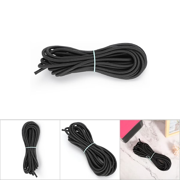 7mm 10m / 32.8ft Clothes Round Elastic Rope Cord with Strong Elasticity for Clothing DIY Black