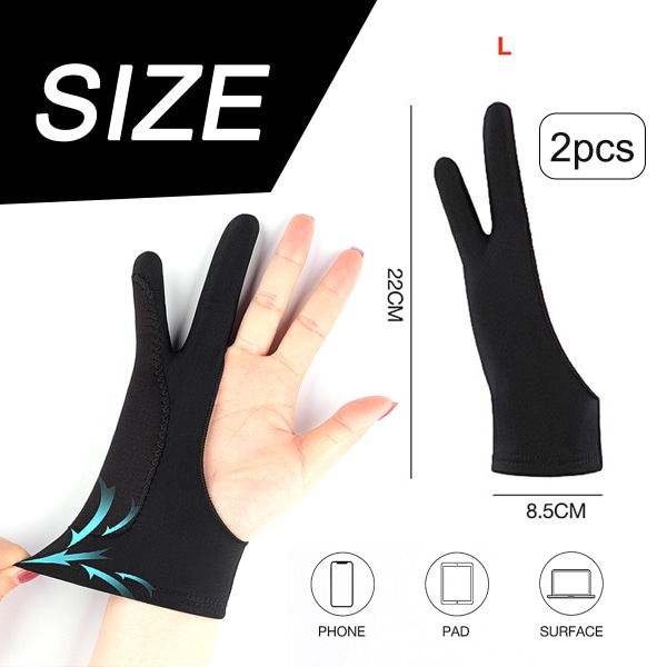 Artists Gloves - Palm Rejection Gloves with Two Fingers for