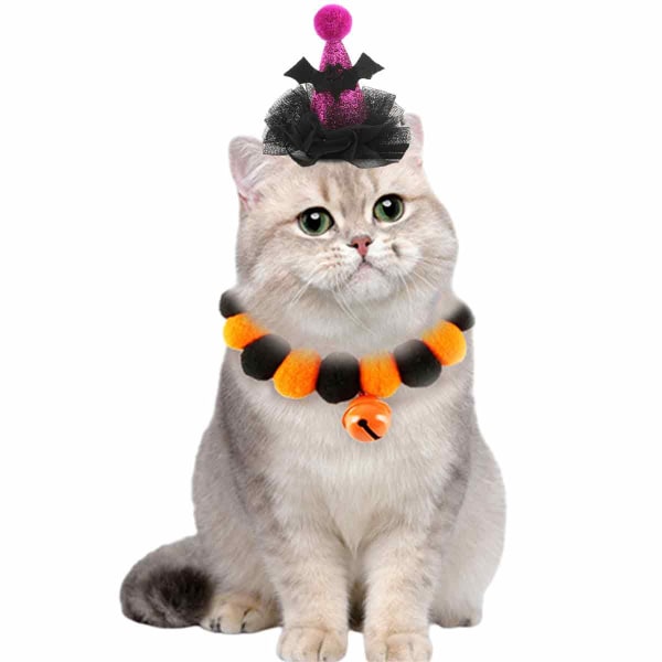 Halloween halsband plysch boll hatt set Pet hatt Pet cat party pet