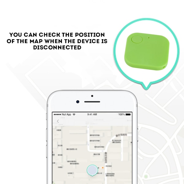 Mini Bluetooth Tracker Taske Tegnebog Nøgle Kæledyr Anti-tabt Smart Finder Locator Alarm (grøn)