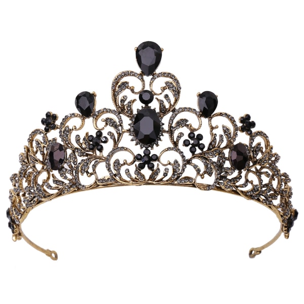 Elegant gotisk krona för tjejer - Vintage barock drottning tiara, svart