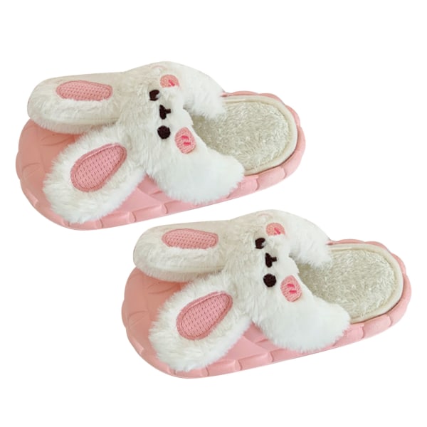 Cute Rabbit Cotton Slippers Plush Soft Warm Removable Washable Winter Slipper for Home Pink 40‑41 Size