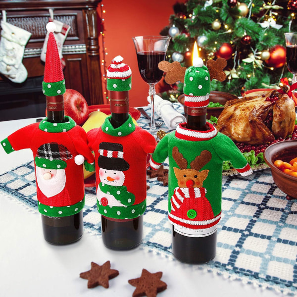 6 set för vinflaska jultröja festdekor