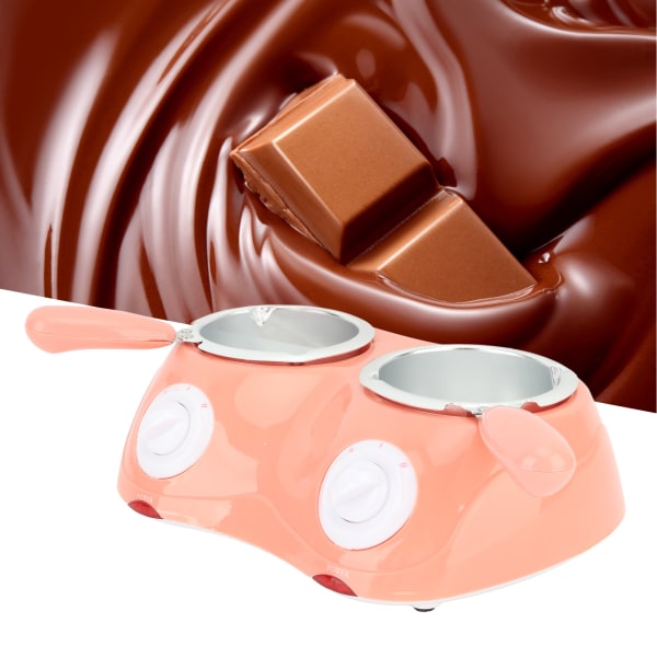 Chokladsmältdegel Elektrisk chokladfonduesmältmaskin med dubbelgryta köksredskap US 110-240V Rosa