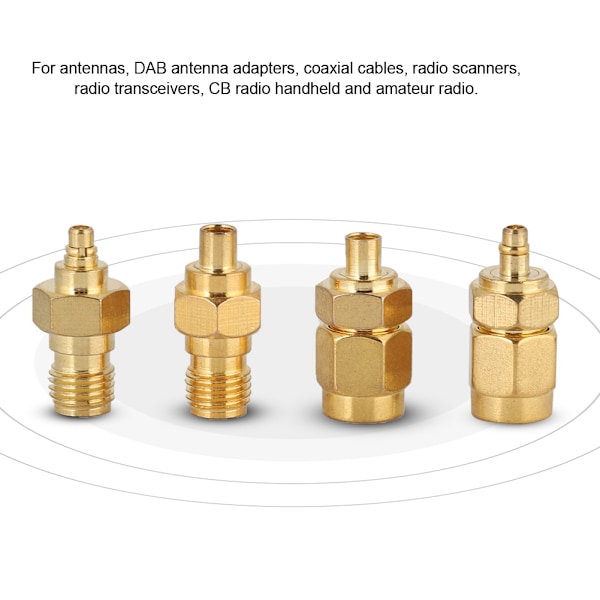 4 kpl Nikkelillä päällystettyä messinkiä MCX - SMA -sovitinta 50 ohmin impedanssilla antennille radiolle