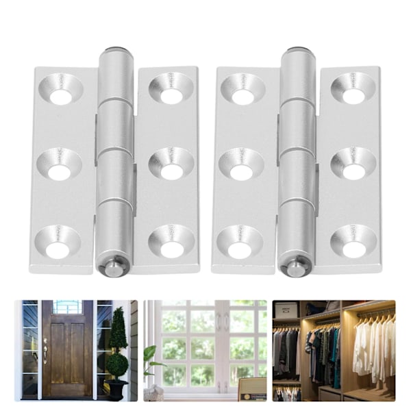 2Pcs Flat Hinge Folding Aluminum Profile Resin Bushing Axes Square Door Hardware