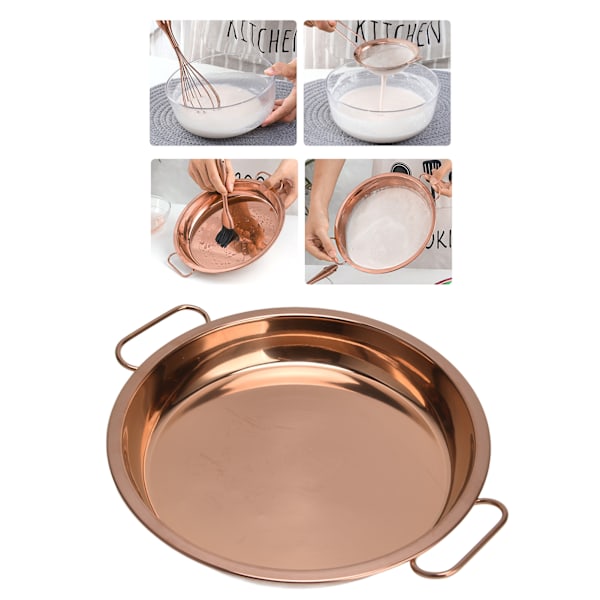 304 Stainless Steel Dinner Plates Safe Healthy Exquisite Reusable Round Plates with Handle for Making Cold Crust