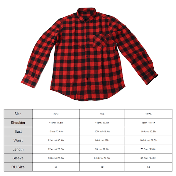Miesten ruudullinen flanellipaita, rento istuvuus, pitkähihainen kauluspaita rintataskuilla XDM12 40/L
