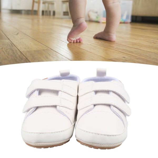 Baby Pojkar Flickor PU Läder Sneakers Andas Söt Casual Fashionabla Spädbarn Toddler Promenadskor Vita 3