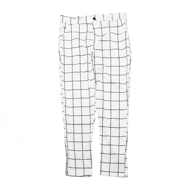 Men's Plaid Pants Men's Fashion Stretch Dress Plaid Casual Business Skinny Long Twin Slim Fit Pants for Men White XL