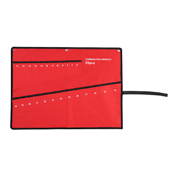 Rullbar verktøypose med flere lommer for skiftenøkler, tang, skrutrekkere, holder for skiftenøkler (25 lommer)