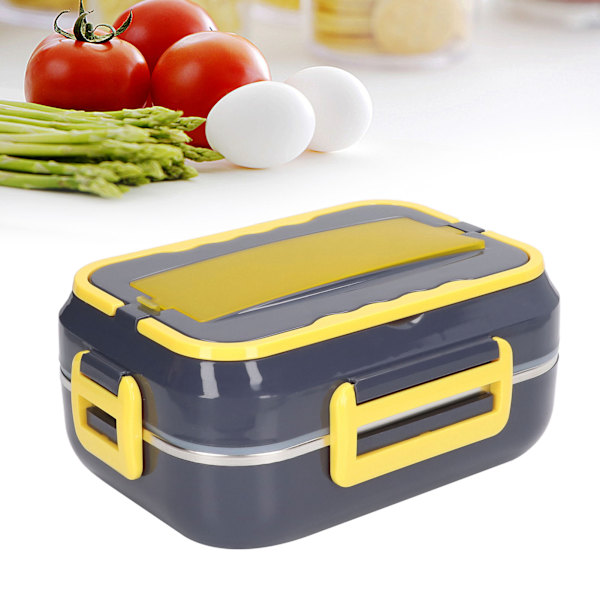 Heated Lunch Box Blue 1.5 Liters Stainless Steel Container Plug and Play Electric Lunch Box for Lunch Travel Car EU Plug 220V