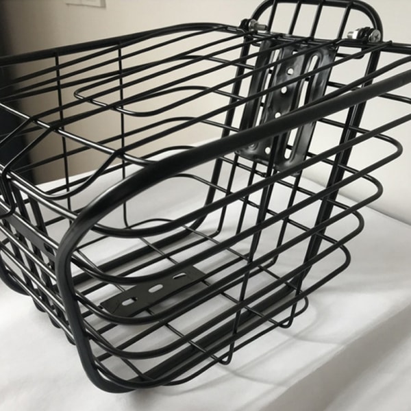 Bicycle Front Basket Iron Black Large Capacity Multifunctional Electromobile Basket with Cover Cycling Accessories