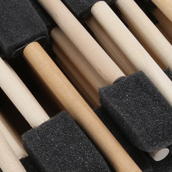 50Pcs Foam Brush Black Sponge Wood Handle Paint Brush Children Drawing Graffiti Tools