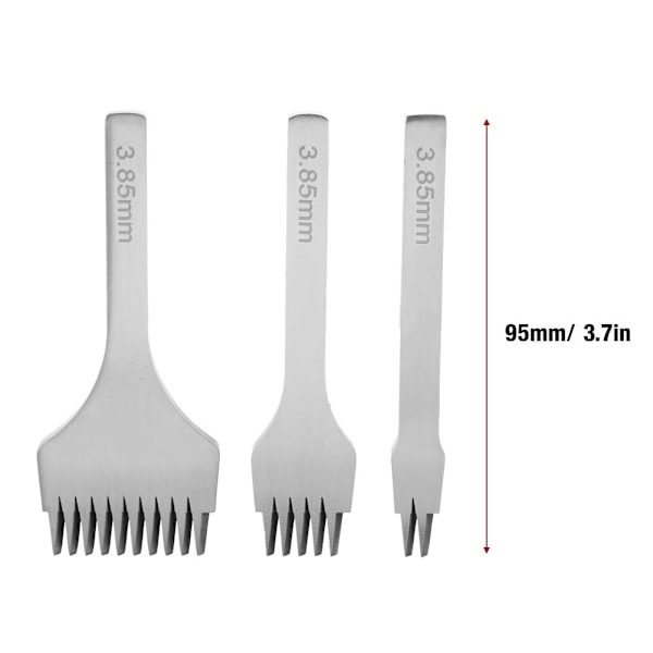 White Steel 2/5/10 Punch Prong Tool Set Lacing Stitching Chisel Set for Leather Crafts (3.85mm)