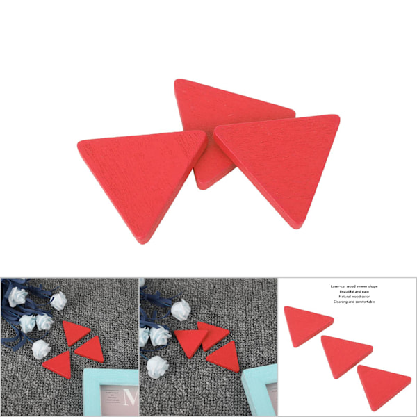 50PCs Wooden Discs Educational Children Toys Environmental Handicrafts DIY Hand Made Accessory(Red Triangle)