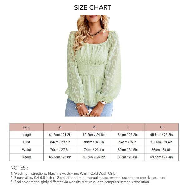 Women Lantern Long Sleeve Top Wide Neck Backless Casual Shirt with Loose Hem for All Seasons Light Green S