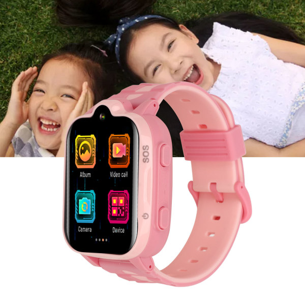4G Kids Smart Watch GPS Position Videosamtal IP67 Vattentät Touch Screen Smartwatch Engelsk Rosa