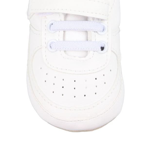 Baby Bløde Sål Gå Sko Anti Slip Krog Lukning Letvægts Spædbarn Første Walker Sneakers Sko Hvid 12cm