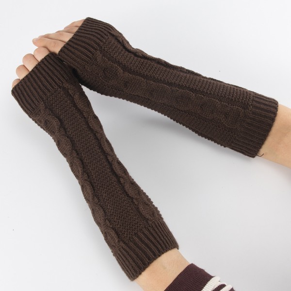 Kvinnors vintervarma över armbågen långa fingerlösa handskar med tumhål