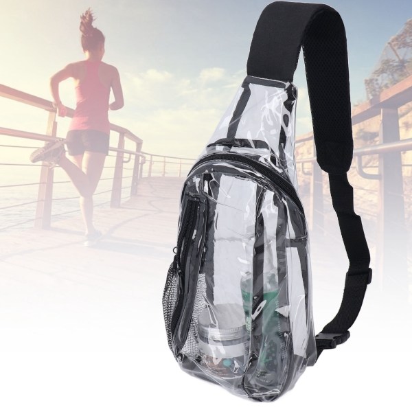 Gjennomsiktig Sling Bag Stadion Godkjent Liten PVC Casual Vanntett Transparent Brystveske for Fotturer Stadion Eller Konserter