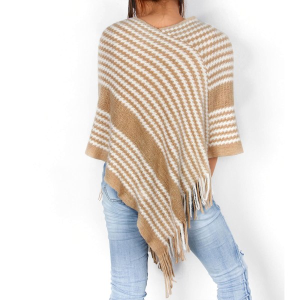 Kvinnors Boho höst och vinter stickad tröja med huvstickad sjal