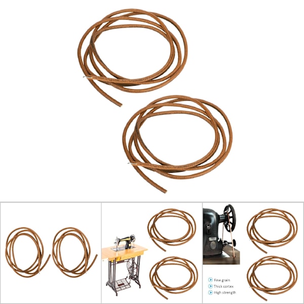 2Pcs Sewing Machine Belt Cowhide Household Bold Hook Foot Pedal Parts AccessoriesBrown