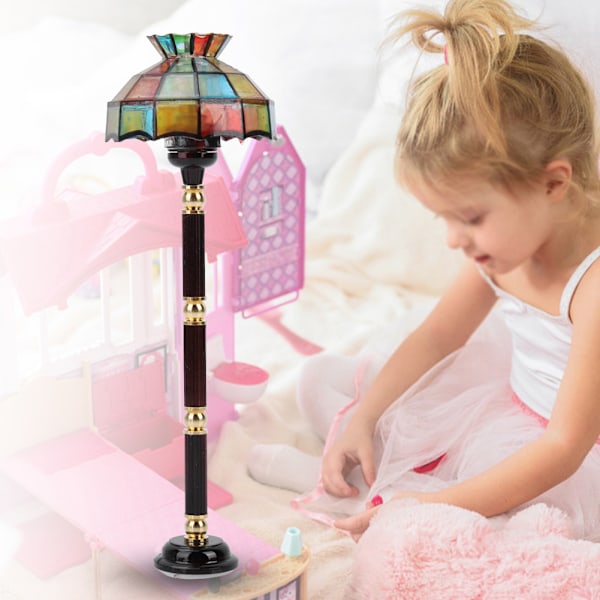 1:12 Miniature Dukkehuss Tilbehør Gulvlampe LED Lys Møbler Legetøj